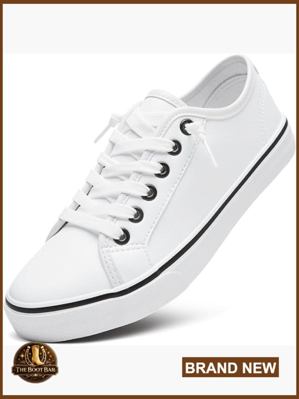 Slip On Tennis Shoes PU Leather Casual Sneakers Non Slip Work